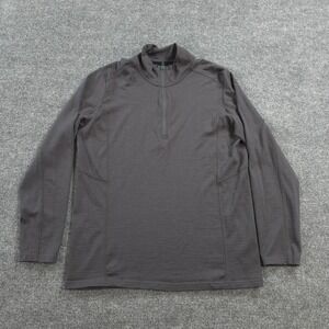 Wild South Shirt Mens Large Gray 1/4 Zip 100% Merino Wool Base Layer Hiking